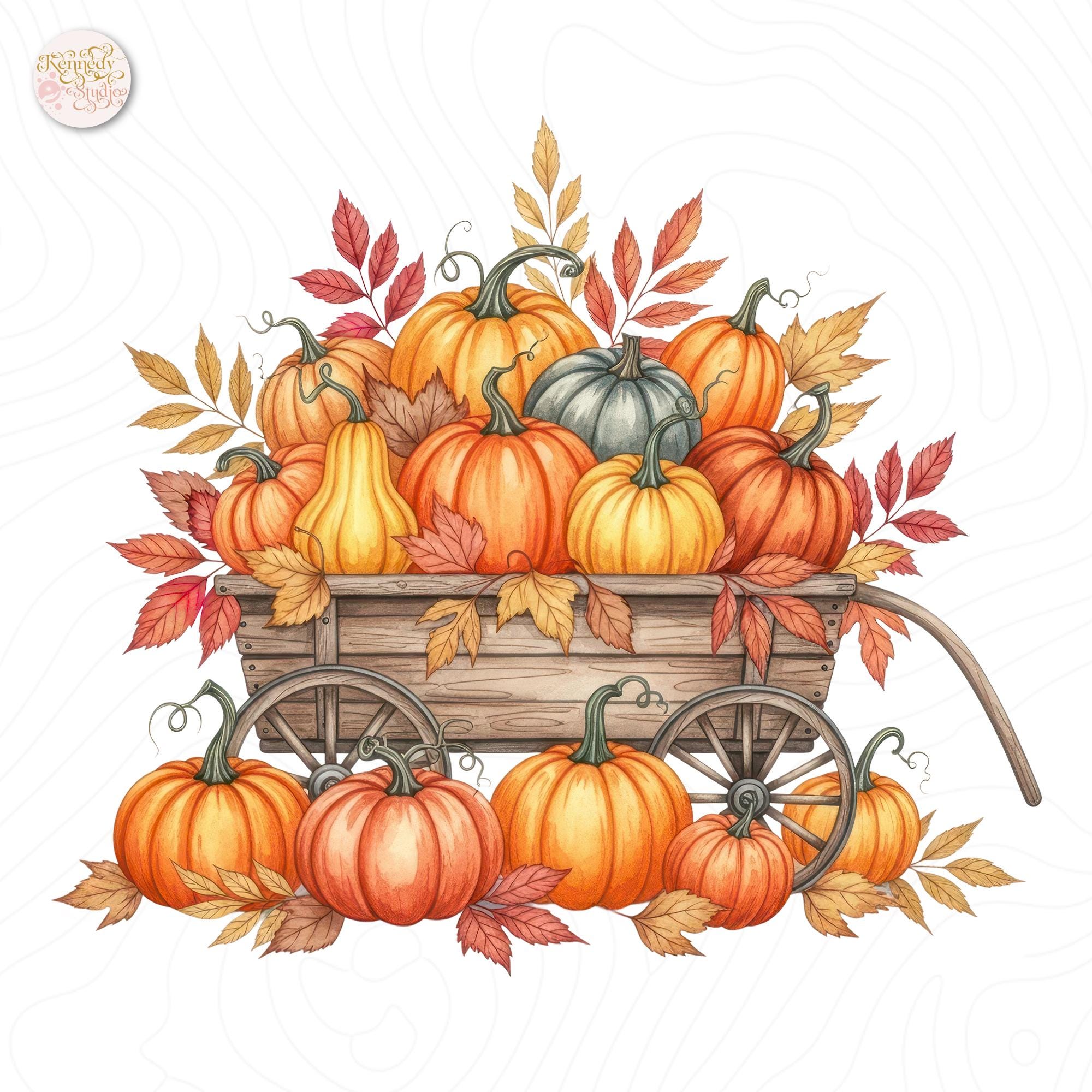 Watercolor Fall Clipart Bundle PNG Autumn Leaves Pumpkin Floral Cozy ...