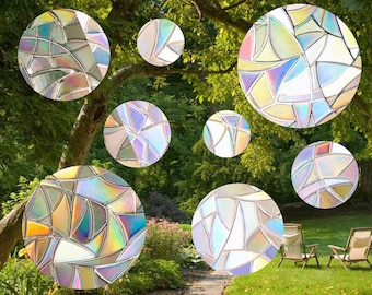 Circle Suncatcher Pack - Window Cling, Rainbow Maker, Reusable Suncatcher Sticker, Window Prism, Suncatcher Window, Bird Collision Decal