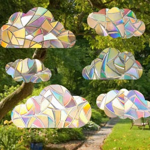 Cloud Suncatcher Pack - Window Cling, Rainbow Maker, Reusable Suncatcher Sticker, Window Prism, Suncatcher Window, Bird Collision Decal