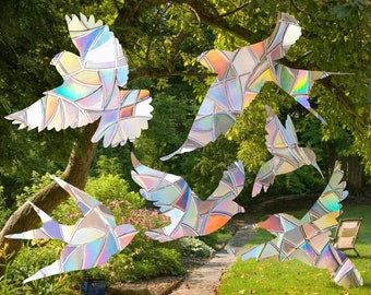 Bird Suncatcher Pack - Window Cling, Rainbow Maker, Reusable Suncatcher Sticker, Window Prism, Suncatcher Window, Bird Collision Decal