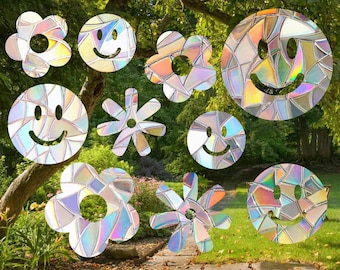 Smiley Suncatcher Pack - Window Cling, Rainbow Maker, Reusable Suncatcher Sticker, Window Prism, Suncatcher Window, Bird Collision Decal