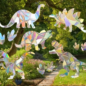 Dinosaur Suncatcher Pack - Window Cling, Rainbow Maker, Reusable Suncatcher Sticker, Window Prism, Suncatcher Window, Bird Collision Decal