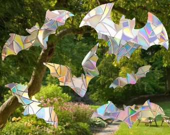 Bat Pack Suncatcher - Window Cling, Rainbow Maker, Reusable Suncatcher Sticker, Window Prism, Suncatcher Window, Bird Collision Decal