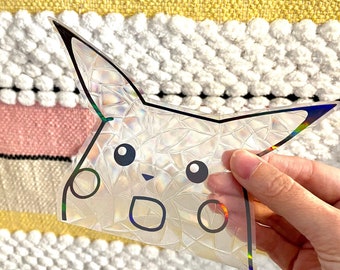 Atrapasol con meme de Pikachu: adhesivo para ventana, creador de arcoíris, adhesivo reutilizable para atrapasol, prisma para ventana, colisión de pájaros
