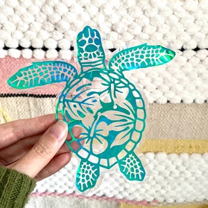 Tropical Turtle Suncatcher - Window Cling, Rainbow Maker, Reusable Suncatcher Sticker, Window Prism, Suncatcher Window, Bird Collision Decal