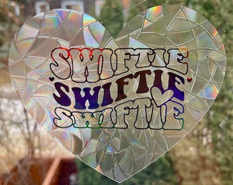 Swiftie Heart Suncatcher - Window Cling, Rainbow Maker, Reusable Suncatcher Sticker, Window Prism, Suncatcher Window, Bird Collision Decal