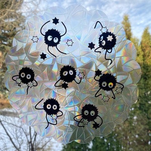 Ruß Suncatcher - Fensteraufkleber, Regenbogen Maker, wiederverwendbarer Suncatcher-Aufkleber, Fensterprism, Suncatcher-Fenster, Vogelkollisionsaufkleber