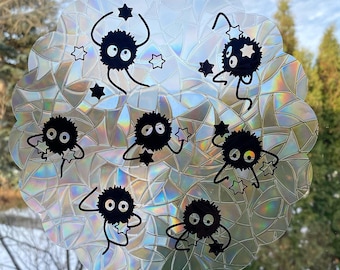 Soot Suncatcher - Window Cling, Rainbow Maker, Reusable Suncatcher Sticker, Window Prism, Suncatcher Window, Bird Collision Decal