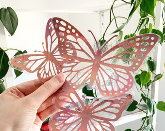 90s Butterfly Suncatcher - Window Cling, Rainbow Maker, Reusable Suncatcher Sticker, Window Prism, Suncatcher Window, Bird Collision Decal