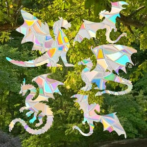 Dragon Suncatcher Pack - Window Cling, Rainbow Maker, Reusable Suncatcher Sticker, Window Prism, Suncatcher Window, Bird Collision Decal