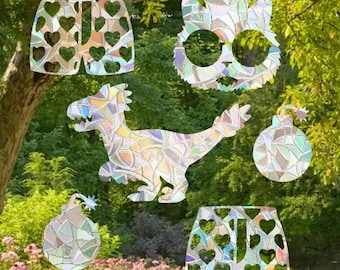 Kit Attrape-soleil Donjon - Autocollant pour fenêtre, Créateur d'arc-en-ciel, Autocollant attrape-soleil réutilisable, Prisme de fenêtre, Attrape-soleil de fenêtre, Décalcomanie collision d'oiseaux