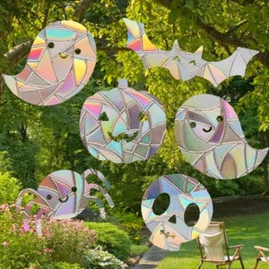 Halloween Pack Suncatcher - Window Cling, Rainbow Maker, Reusable Suncatcher Sticker, Window Prism, Suncatcher Window, Bird Collision Decal