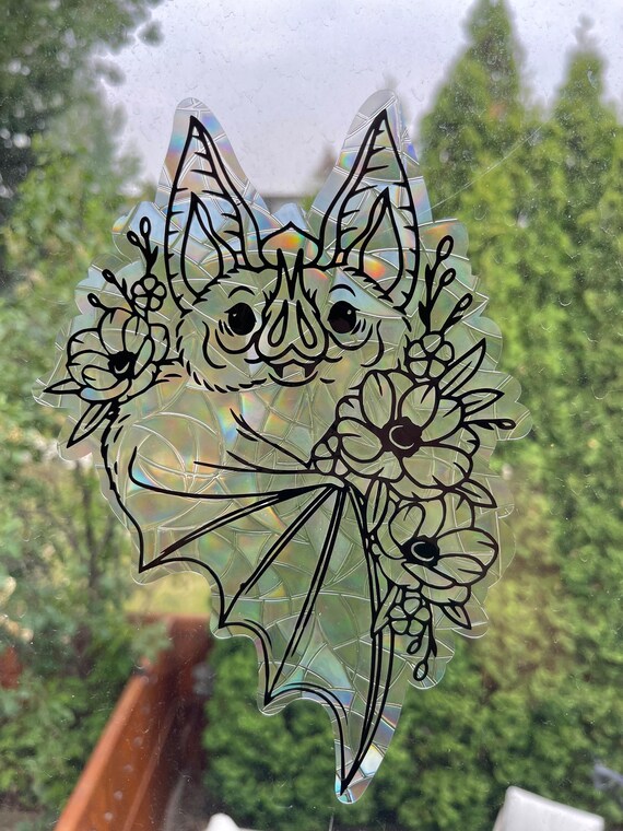 Fledermaus-Mond-Fensteraufkleber – Statisch Haftend, Transparent, Als Vogelschutz
