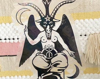 Baphomet Suncatcher - Window Cling, Rainbow Maker, Reusable Suncatcher Sticker, Window Prism, Suncatcher Window, Bird Collision Decal
