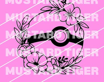 Diseño floral de Pokeball en formato SVG y PNG – Archivo de corte para gamers (descarga digital)