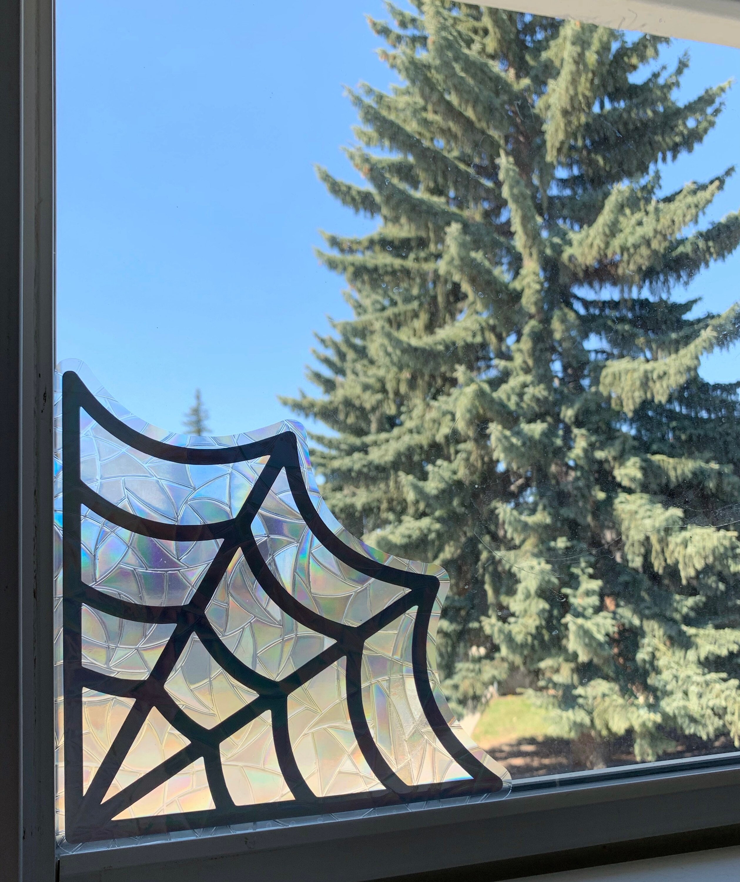 Spiderweb Corner Suncatcher Window Decal Sticker Rainbows | Etsy