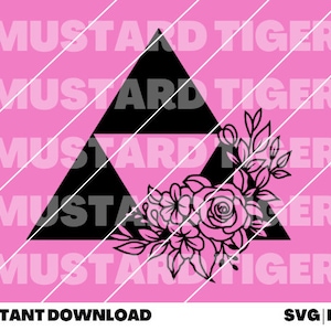 Triforce Florals - Png, Svg Cutting File, Zelda Png Design, Gamer Svg, Digital file