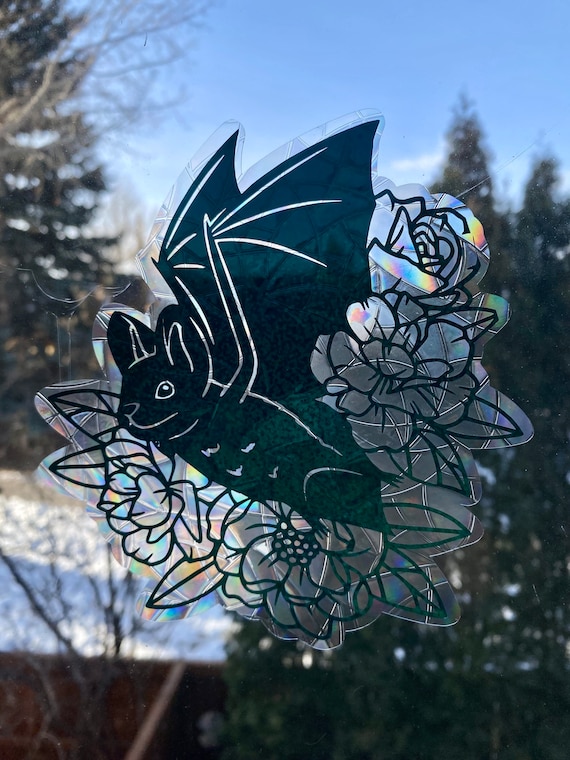 GORGECRAFT Halloween Fensteraufkleber - 16 Stück Fledermaus Regenbogen Aufkleber Für Vogelschutz