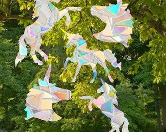 Unicorn Suncatcher Pack - Window Cling, Rainbow Maker, Reusable Suncatcher Sticker, Window Prism, Suncatcher Window, Bird Collision