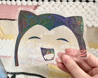 Snorlax Peeker Suncatcher - Window Cling, Rainbow Maker, Reusable Suncatcher Sticker, Window Prism, Suncatcher Window, Bird Collision