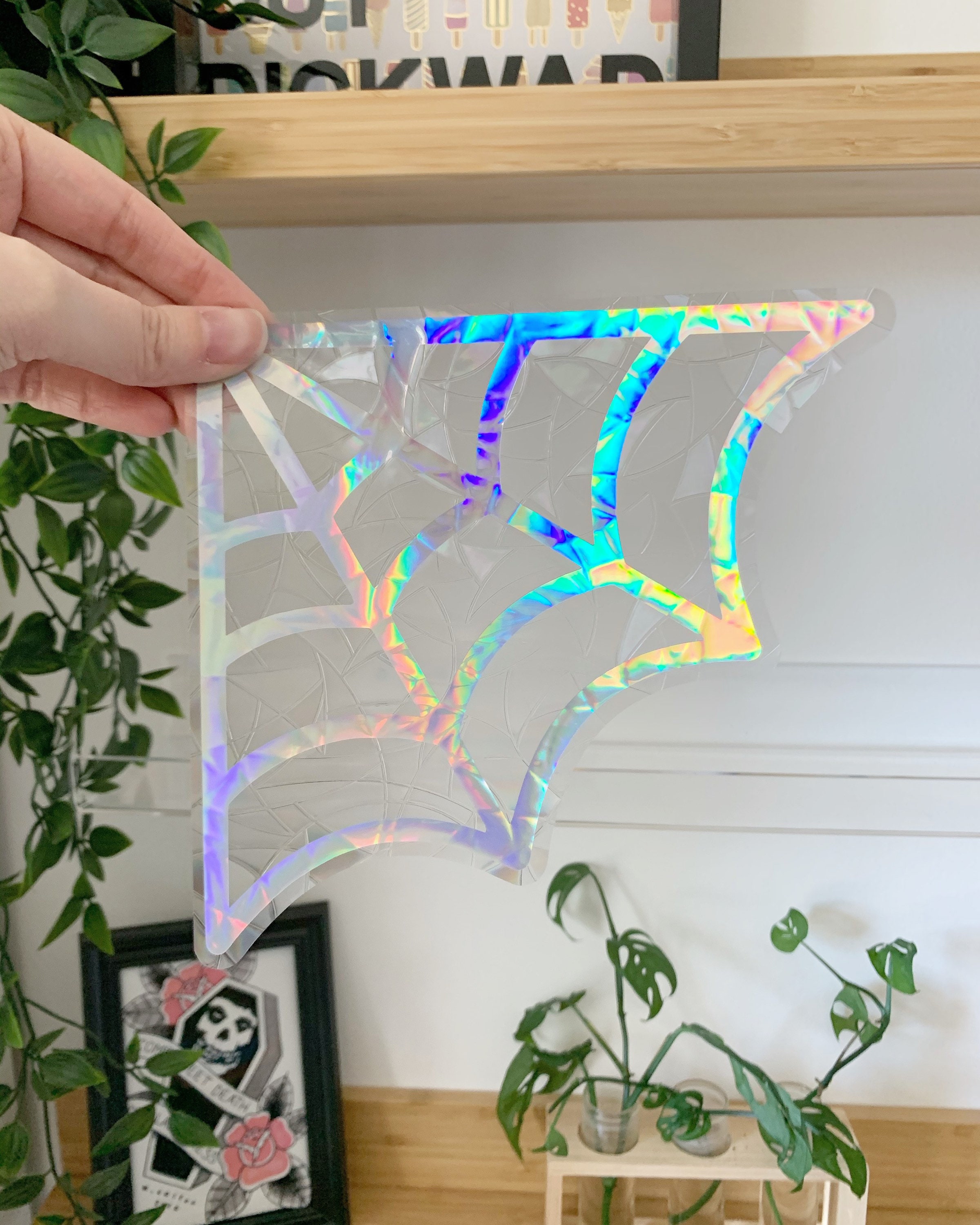 Spiderweb Corner Suncatcher Window Decal Sticker Rainbows Etsy