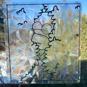 Atrapasol con meme de Homer Bush: adhesivo para ventana, creador de arcoíris, adhesivo reutilizable para atrapasol, prisma para ventana, calcomanía de colisión de pájaros
