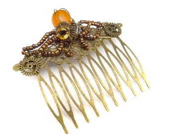 Steampunk octopus hair comb, clip, accessory, pirate, mermaid