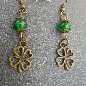 Boucles d'oreilles trèfles, bijoux irlandais, bijou trèfle, chance, porte-bonheur, Saint Patrick, celtique, boucles d'oreilles femme image 2