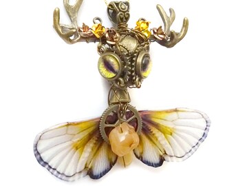 Horned dragon-fairy steampunk figure, pendant, forester, country, fairy, fairy, wings, hanging, miniature