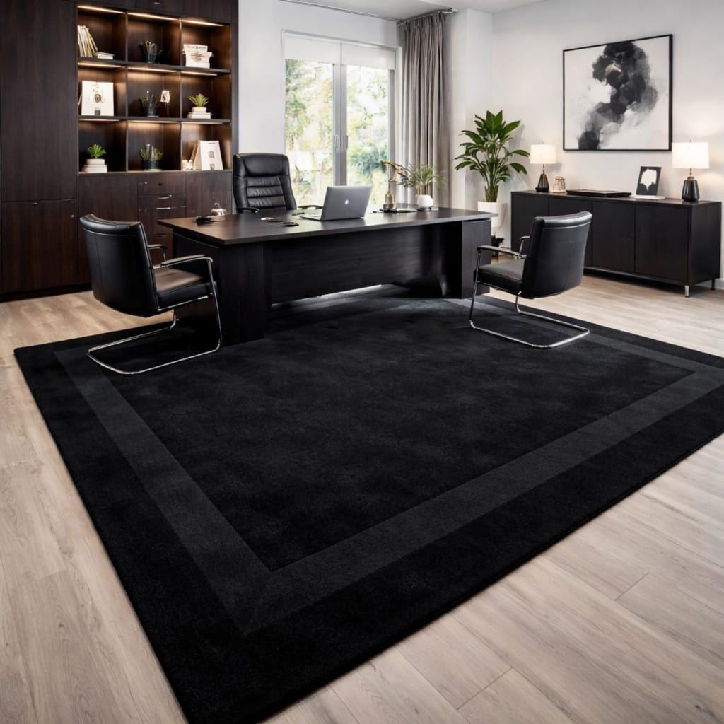 Hand Tufted Wool Rug | Black Border Rug for Living Room | Bedroom ...