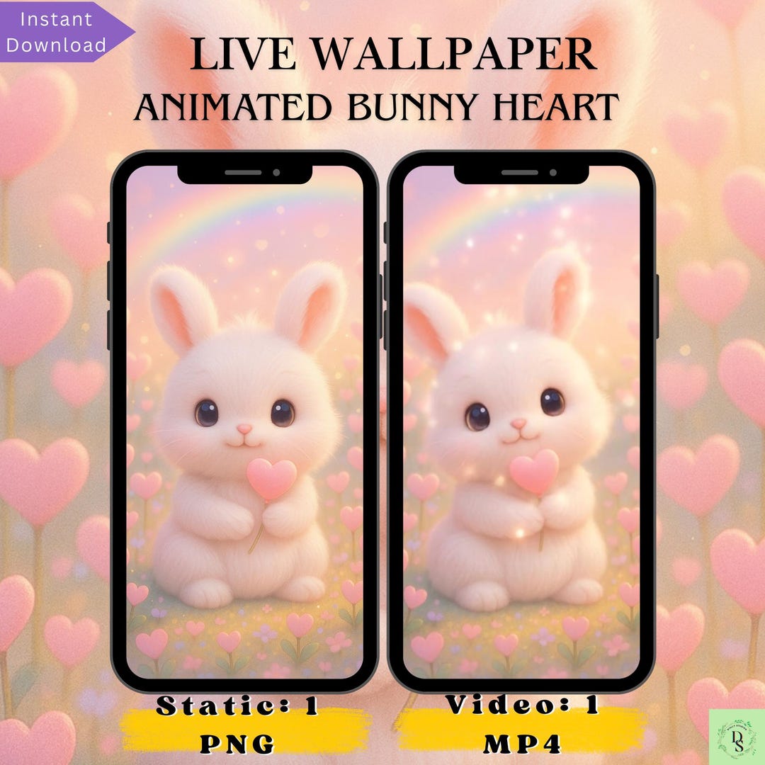 Valentine Bunny Heart Live Wallpaper for iPhone | Animated MP4 + PNG