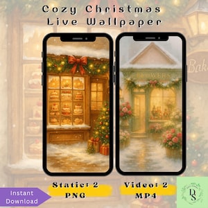 Christmas Bakery & Flower Shop iPhone Live Wallpaper | Cozy Holiday Animated Lock Screen