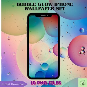 Colorful Glow iPhone Wallpaper Set | Gradient Bubble Phone Backgrounds | 10 PNG Download