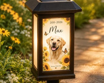 Lámpara solar conmemorativa personalizada para mascotas, estaca de jardín personalizada para perros y gatos, regalo de condolencia