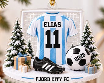 Personalized Soccer Ornament, Custom Name Jersey Christmas Gift for Soccer Player, Team Keepsake, Football Tree Decor 2026