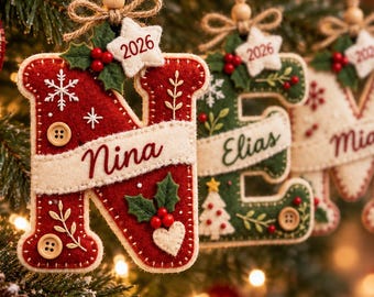 Personalized Initial Christmas Ornament, Custom Name Letter Ornament for Kids, Stocking Stuffer Gift, Family Tree Keepsake 2026