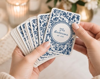 Personalized Floral Playing Cards, Custom Family Card Deck, Wedding Gift
