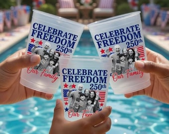 Bicchieri personalizzati per il 250° anniversario della libertà – Bicchieri per feste patriottiche con foto di famiglia.