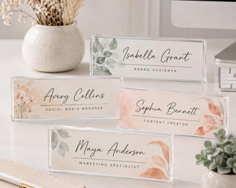 Personalized Acrylic Desk Name Plate, Custom Office Name Sign for Coworker, Employee Gift, New Job Desk Decor