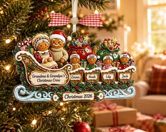 Personalized Grandparents Christmas Ornament, Custom Grandkids Names, Grandma Grandpa Family Keepsake, Christmas Tree Gift