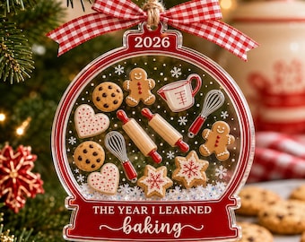 2026 Baking Christmas Ornament, The Year I Learned Baking, Baker Gift, Cookie Lover Keepsake, Kitchen Christmas Decor