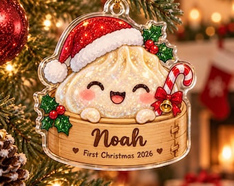 Personalized Dumpling Ornament, Custom Name First Christmas Gift for Baby, Cute Food Christmas Keepsake, Baby Tree Decor 2026