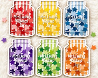 Aangepaste beloningspot in de klas voor leraar, magnetische sterbeloningpot, gepersonaliseerd cadeau voor leraar, terug-naar-schoolcadeau, aangepaste naambeloning