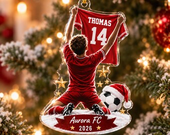 Personalized Soccer Ornament, Custom Jersey Number Christmas Gift for Teen Boy, Soccer Senior Night Keepsake, Team Player Decor 2026
