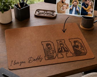 Personalized Dad Desk Mat, Custom Photo Mouse Pad, Father’s Day Gift For Daddy