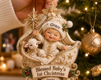 Blessed Baby’s First Christmas Ornament 2026, Personalized Baby Angel Ornament, Religious Newborn Christmas Gift, Christian Baby Keepsake