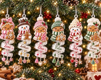 Personalized Gingerbread Ornament, Custom Name Christmas Gift for Kids, Cute Snowman Stocking Stuffer, Holiday Tree Keepsake