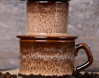 Handmade Mocha Cream Ceramic Coffee Set – Vietnamese Phin Filter & Mug | Manual Brew Coffeeware, Craft Coffee Gift for Coffee Lovers