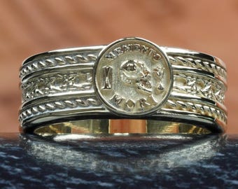 Memento Mori Skull Ring,925 sterling silver handmade wedding anniversary gift ring, promise God ring, skull memento mori ring