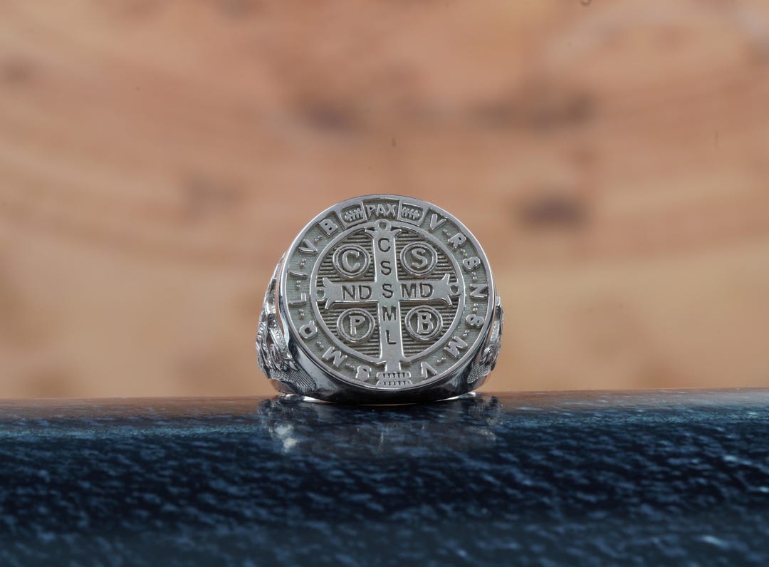 St Benedict Medal Signet Ring: Religious Cross Exorcism Jewelry,st ...
